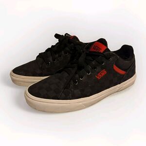 VANS Seldan Skater Shoes Sneakers Black Grey Red Checkboard 500714 Men's Size 9